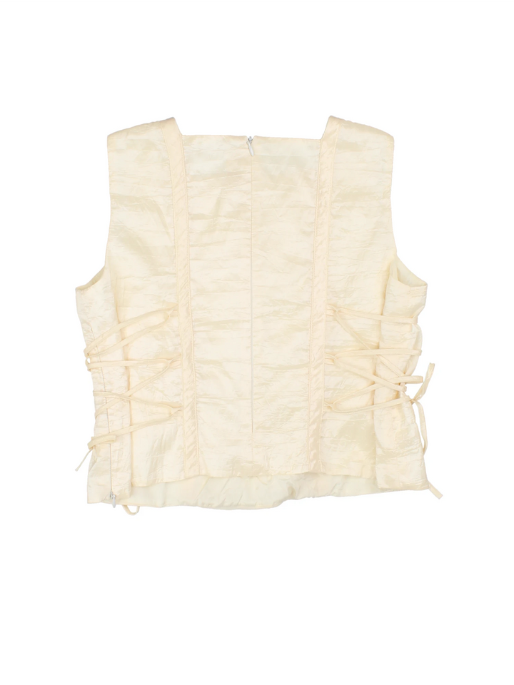 Y2K Italian Ruched Tie Top (Size XXS)