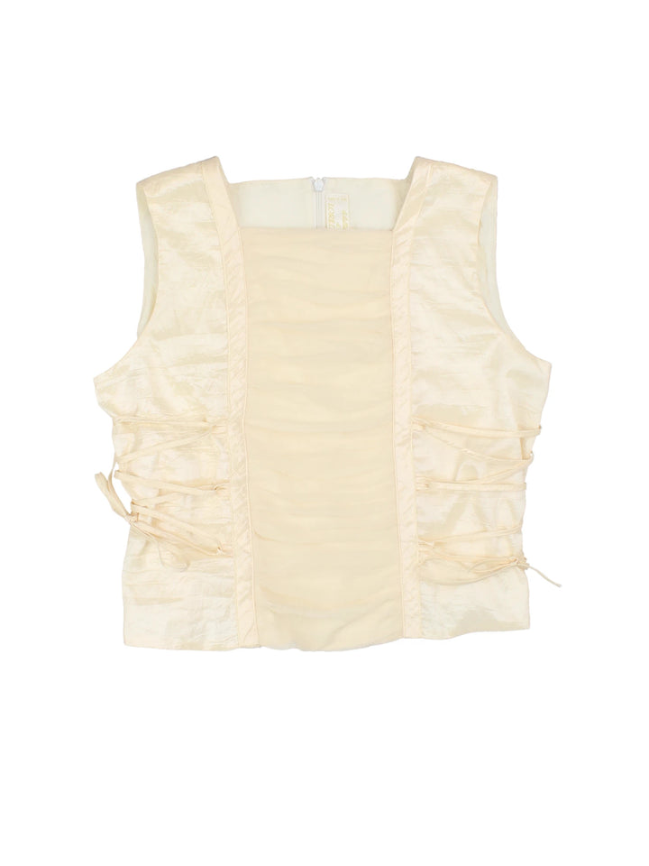 Y2K Italian Ruched Tie Top (Size XXS)