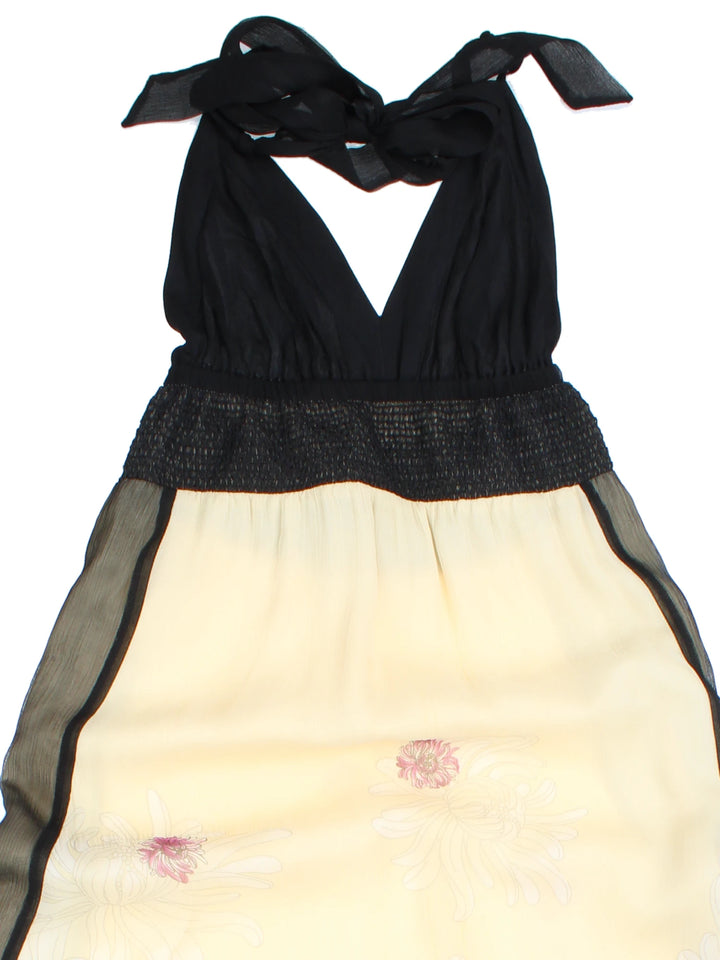 Y2K Sheer Floral Halter Neck Dress (Size XXS)