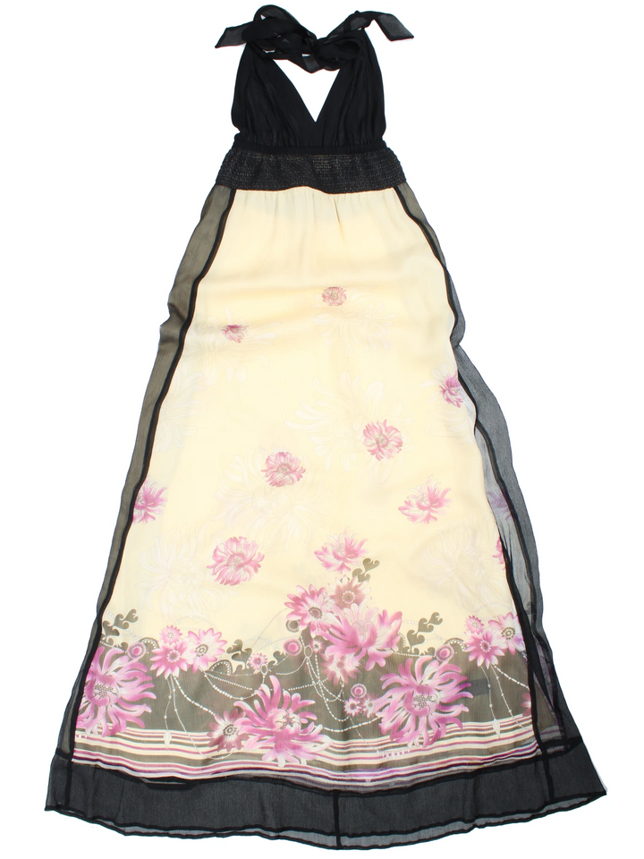Y2K Sheer Floral Halter Neck Dress (Size XXS)