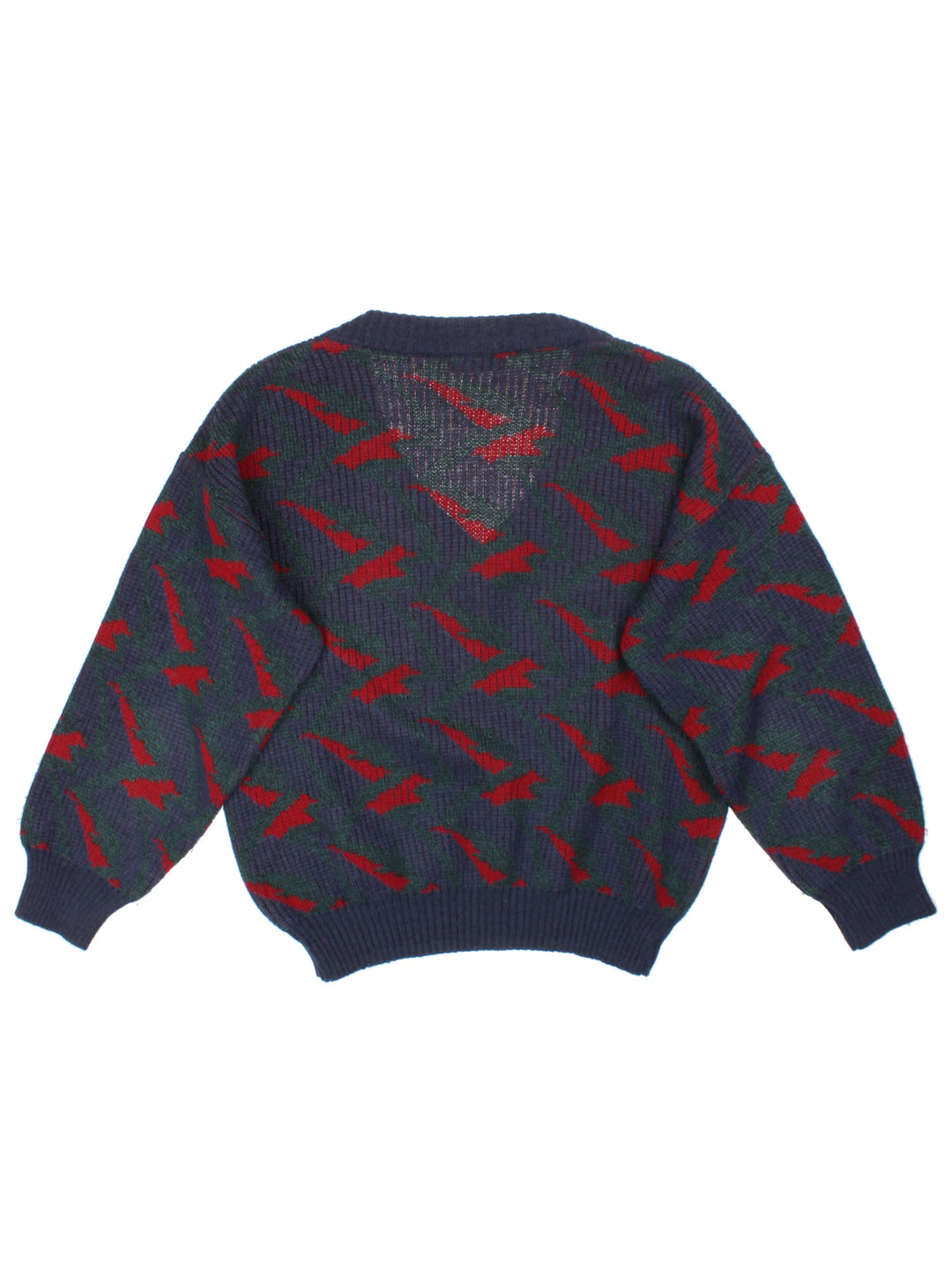 Vintage Abstract V Neck Jumper (Size XL)