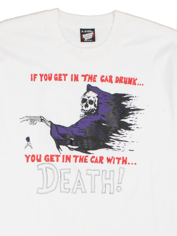 Vintage If You Get In The Car Drunk Graphic T-shirt (Size L)