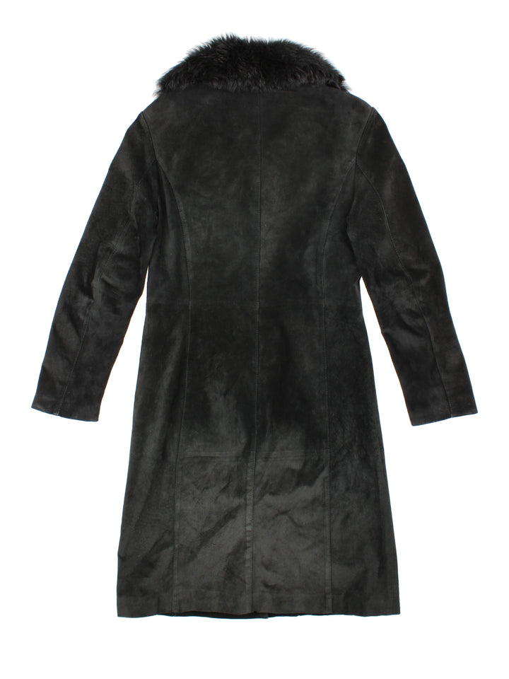 Y2K Suede/Faux Fur Trench Coat (Size XS)