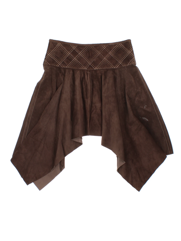 Vintage Leather Waterfall Hem Mini Skirt (Size M)