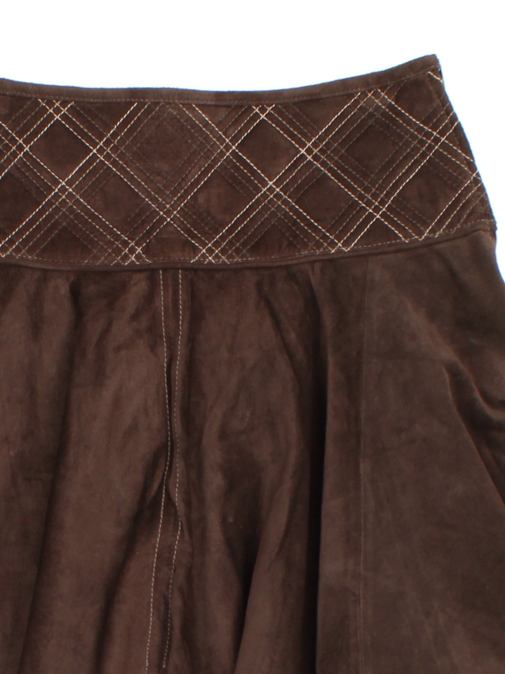 Vintage Leather Waterfall Hem Mini Skirt (Size M)