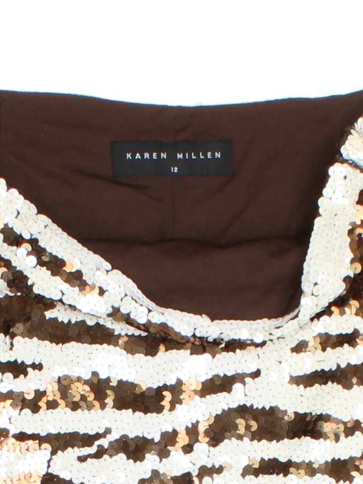 90's Karen Millen Sequin Mini Skirt (Size L)