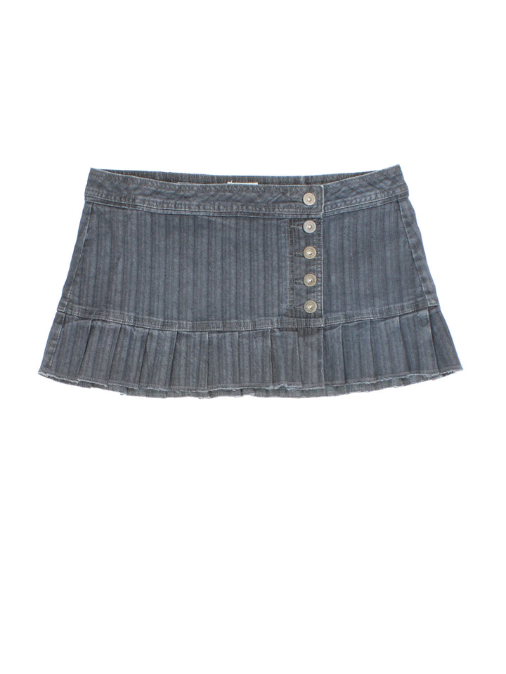 Y2K Moto Pleated Mini Skirt (Size XL)