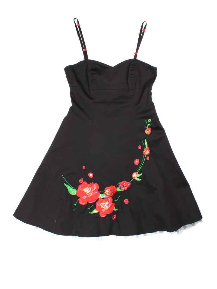 Y2K Floral Detail Mini Dress (Size XS)