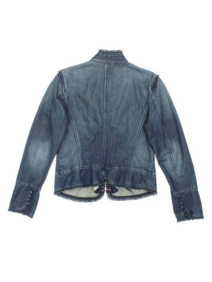 Y2K Military Style Denim Jacket (Size XS)