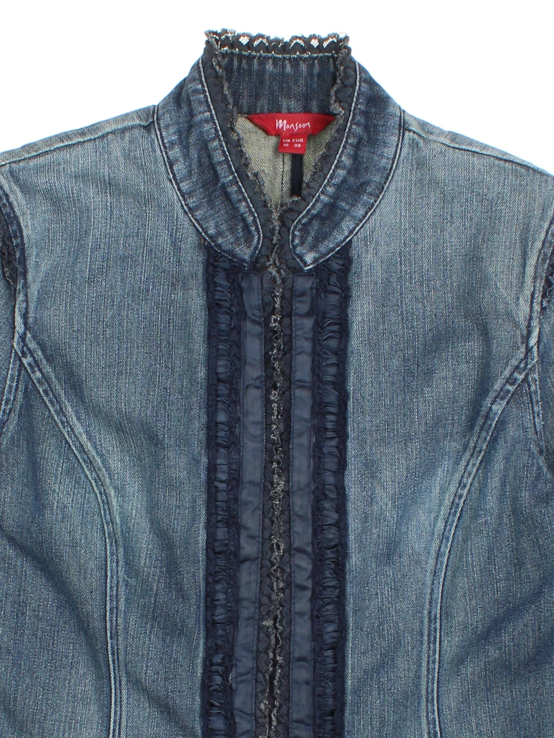 Y2K Military Style Denim Jacket (Size XS)