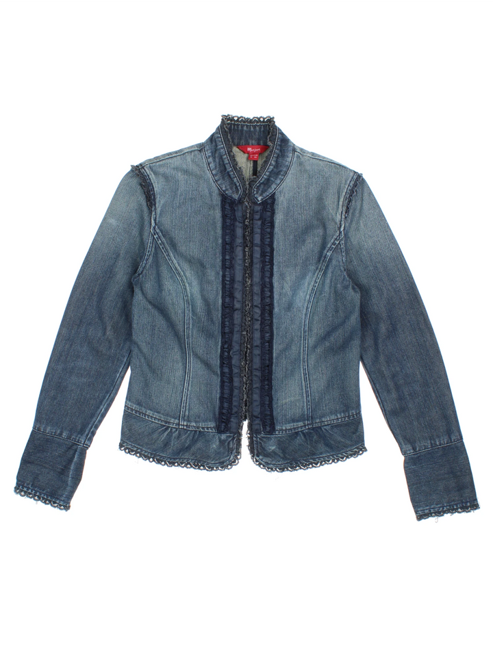 Y2K Military Style Denim Jacket (Size XS)