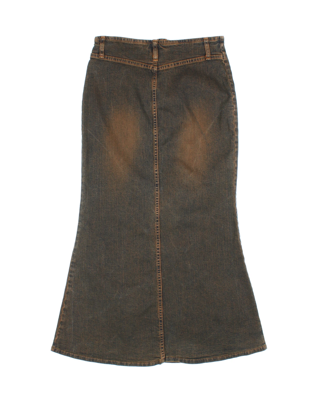 Y2K Embroidered Denim Maxi Skirt (Size S)