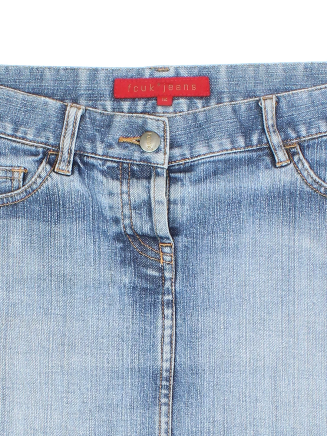 Y2K FCUK Denim Mini Skirt (Size XL)