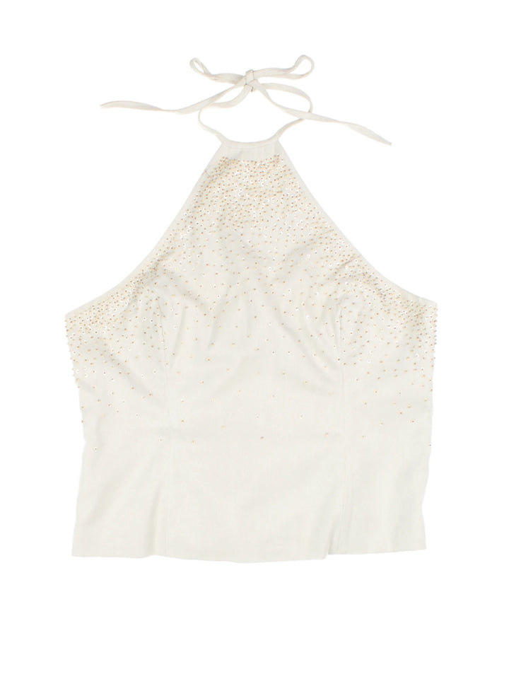 Y2K Embellished Crop Top (Size S)