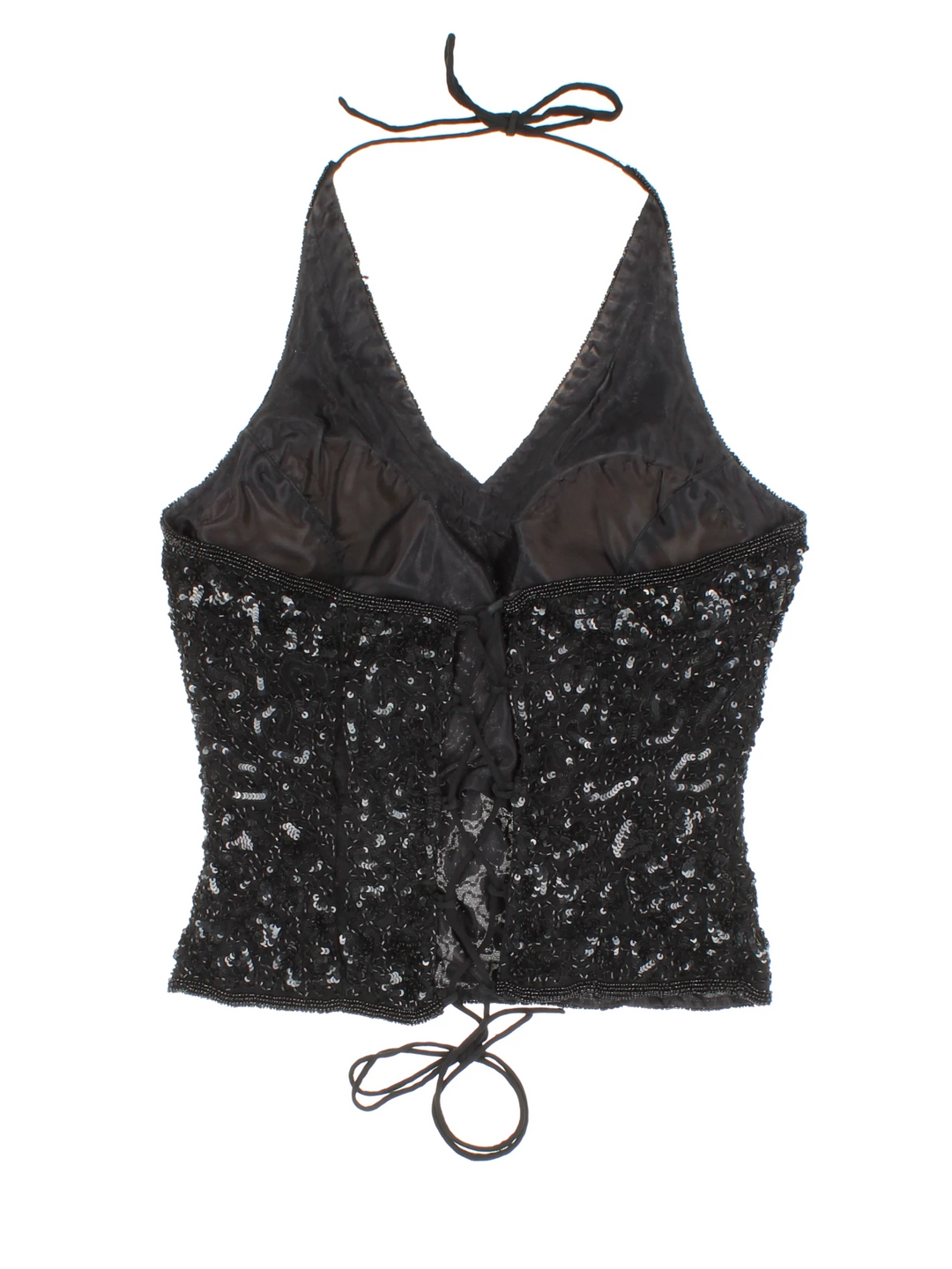 Y2K Sequin Lace Back Top (Size XXS)