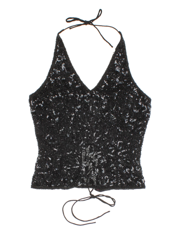 Y2K Sequin Lace Back Top (Size XXS)