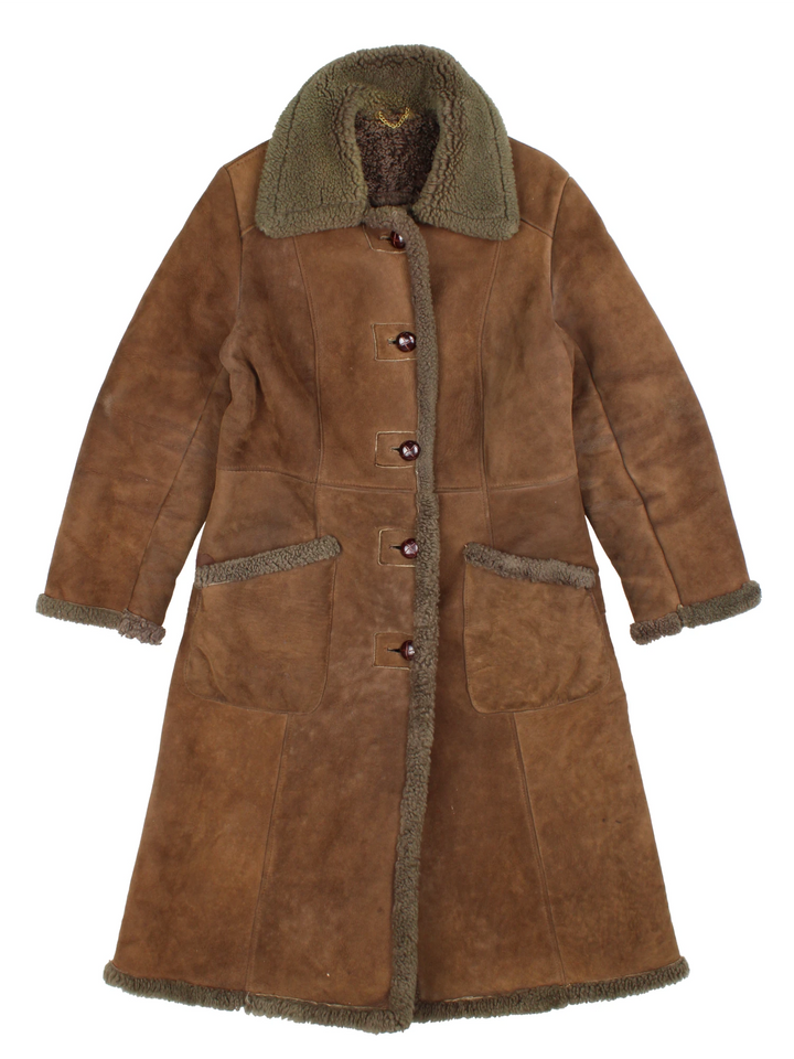 70's Suede Shearling Coat (Size M)