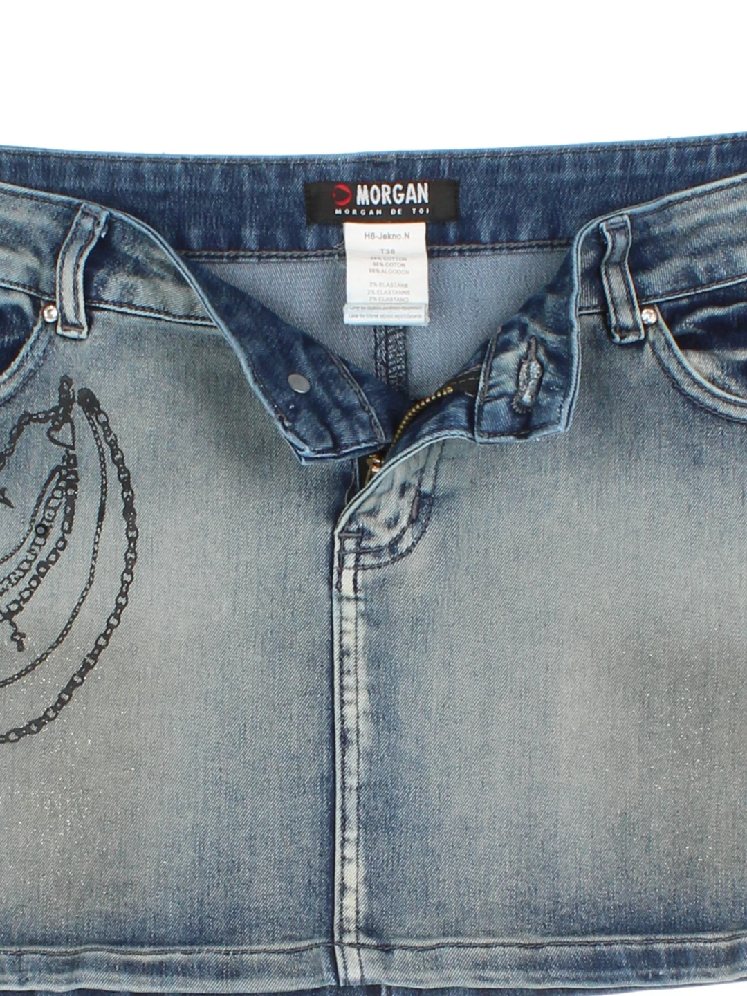 Y2K Morgan Denim Mini Skirt (Size XL)