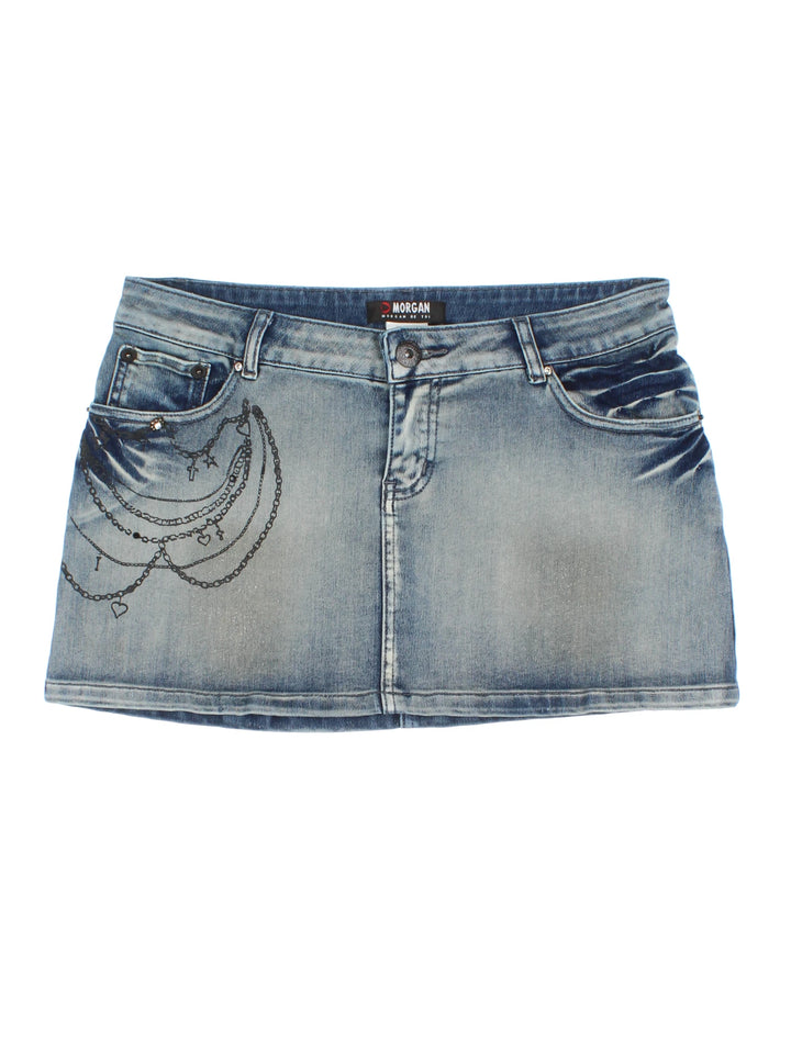 Y2K Morgan Denim Mini Skirt (Size XL)