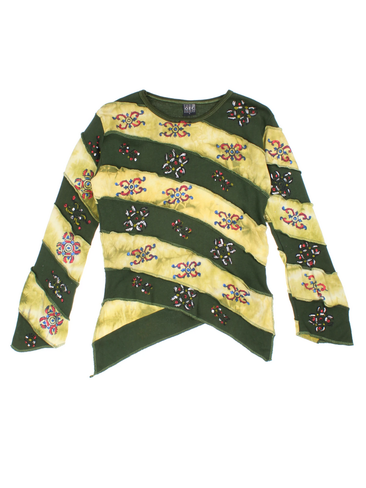 Y2K Asymmetric Stripe Top (Size XXS)