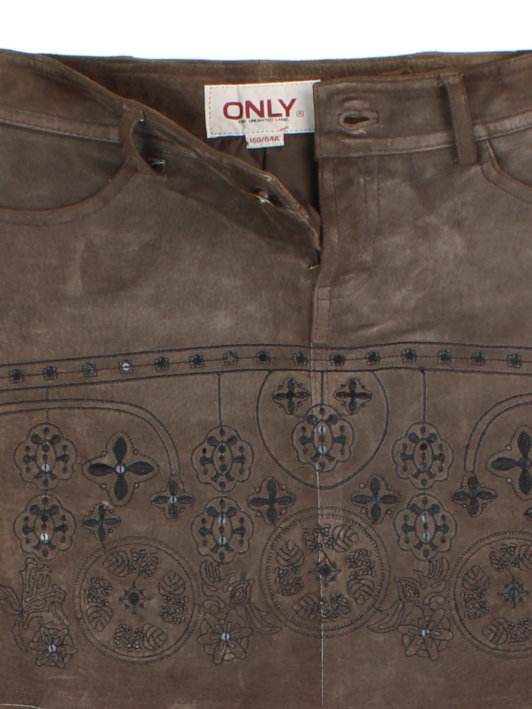 Vintage Suede Embroidered Mini Skirt (Size M)