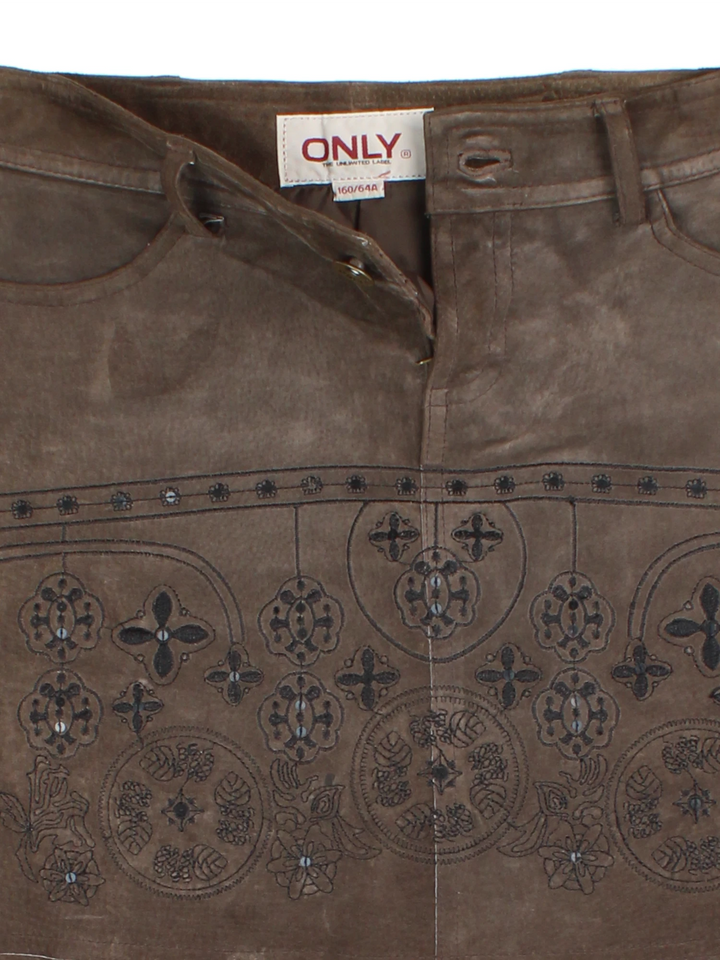 Vintage Suede Embroidered Mini Skirt (Size M)