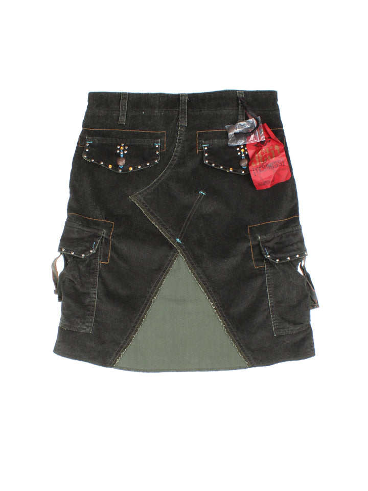 Y2K Embellished Cord Midi Skirt (Size M)