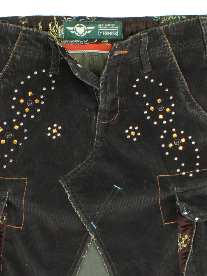 Y2K Embellished Cord Midi Skirt (Size M)