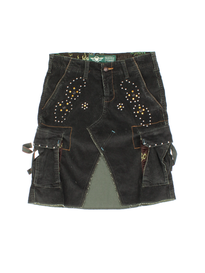 Y2K Embellished Cord Midi Skirt (Size M)