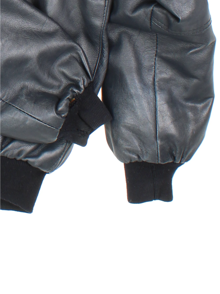 Vintage Leather Bomber Jacket (Size L)