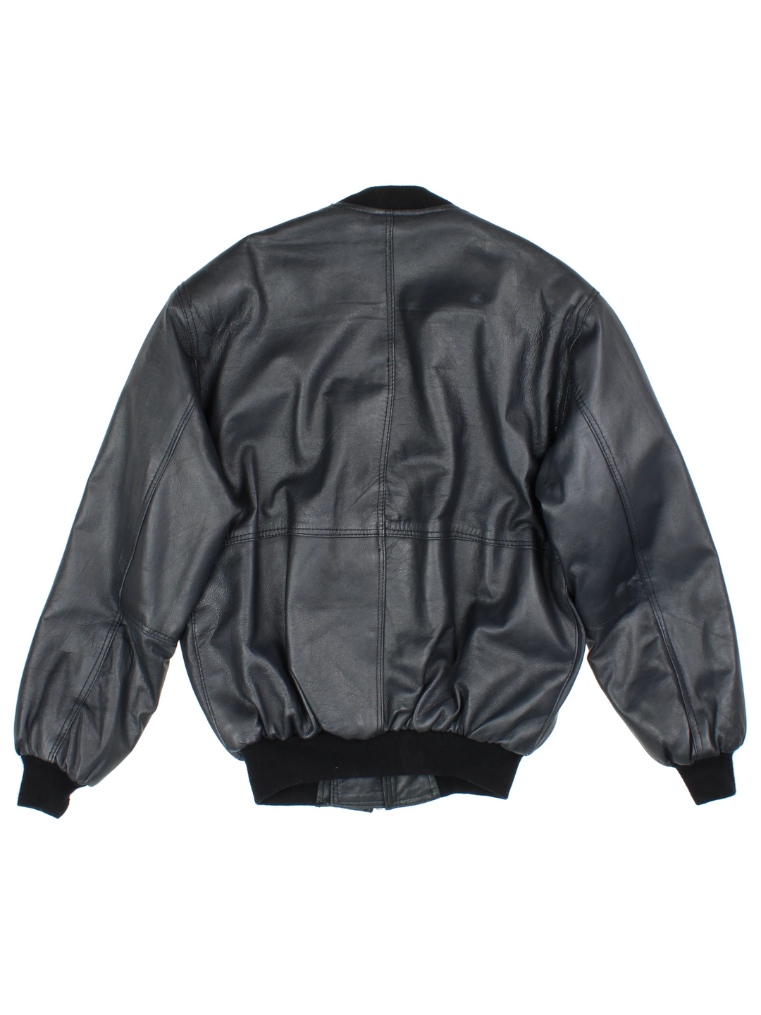 Vintage Leather Bomber Jacket (Size L)