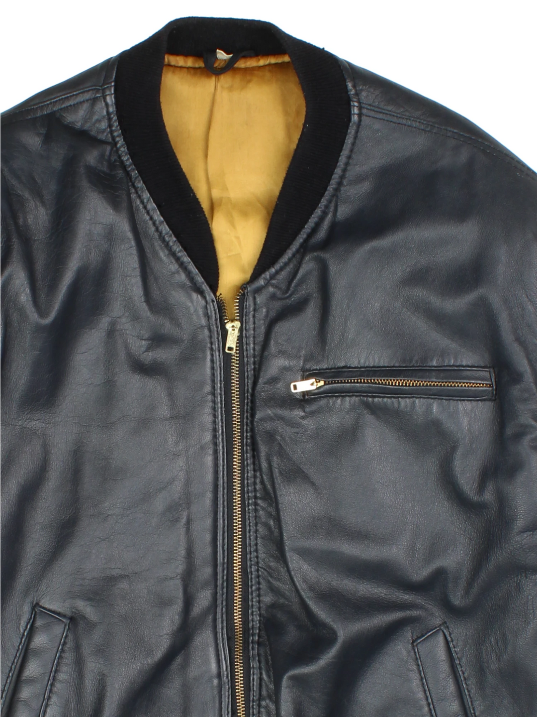 Vintage Leather Bomber Jacket (Size L)