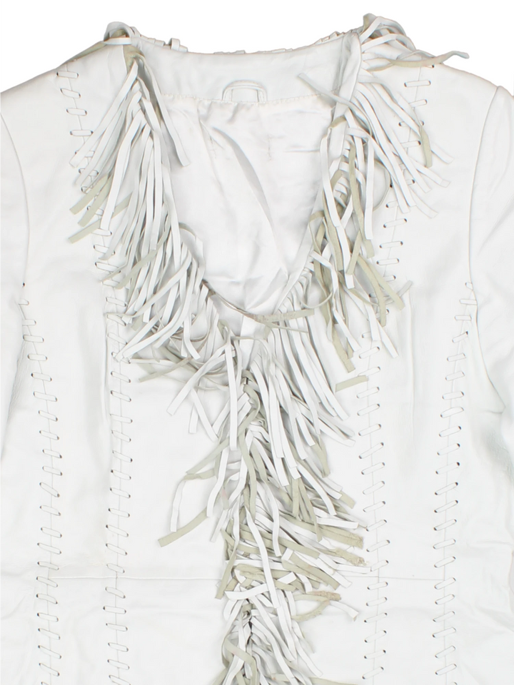 Vintage Western Fringed Leather Jacket (Size XS)