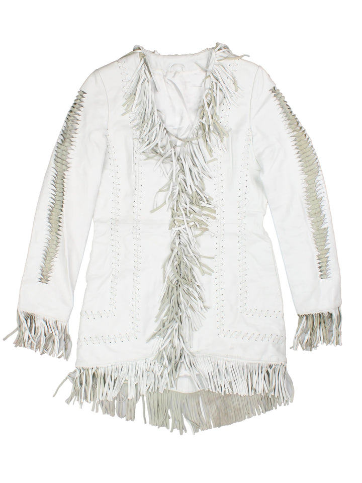 Vintage Western Fringed Leather Jacket (Size XS)