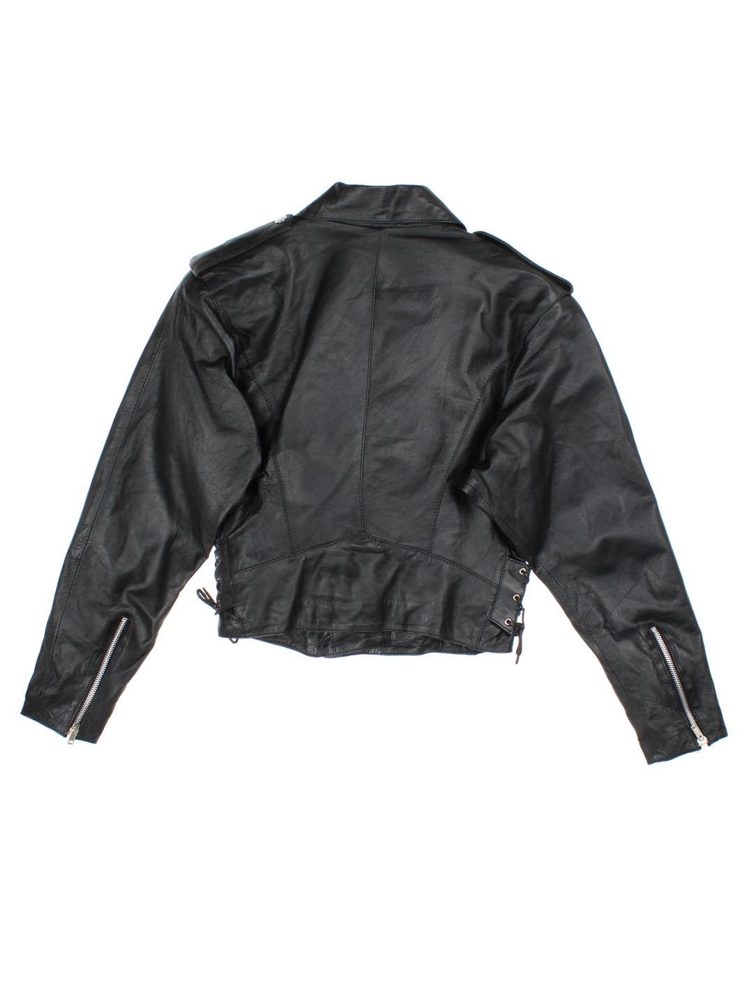 Vintage Studded Leather Biker Jacket (Size XXS)