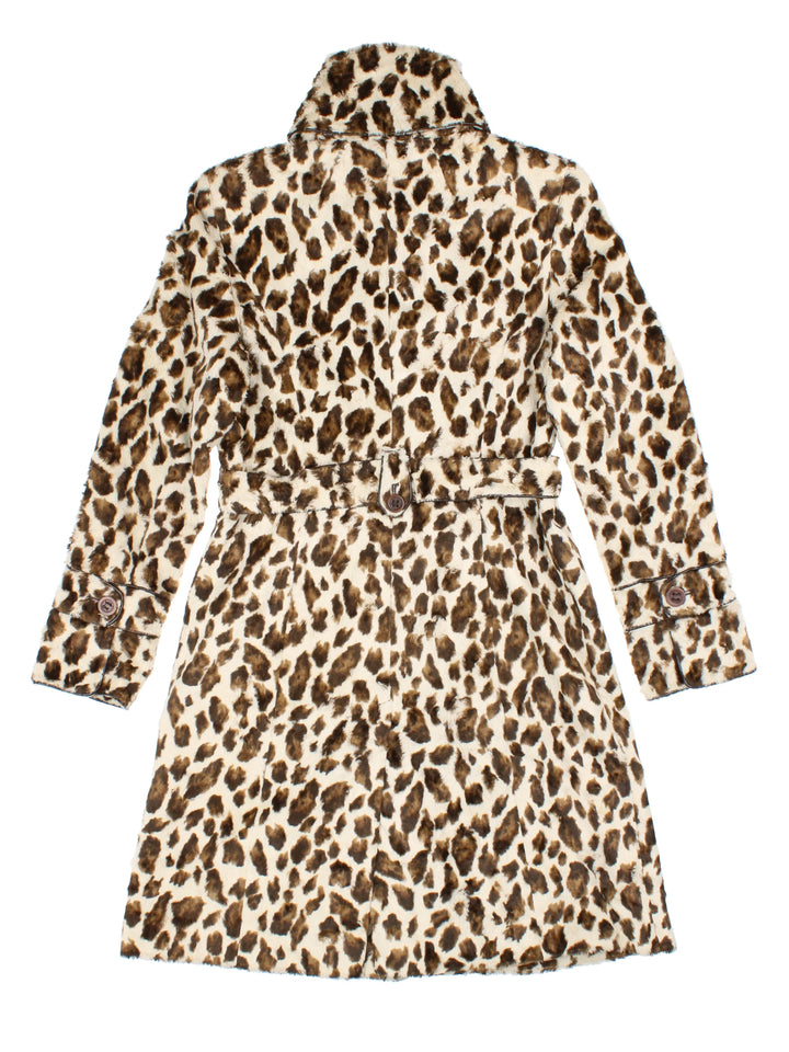 Y2K Karen Millen Leopard Print Fur Trench (Size S)