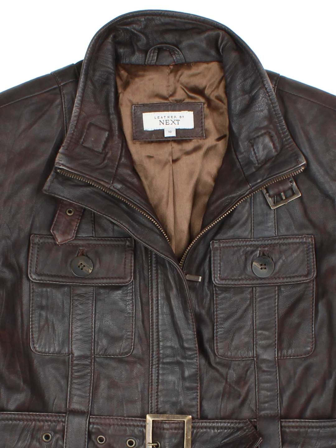 Vintage Leather Utility Jacket (Size XXS)