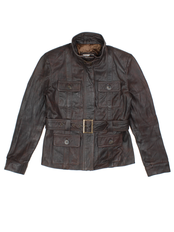 Vintage Leather Utility Jacket (Size XXS)