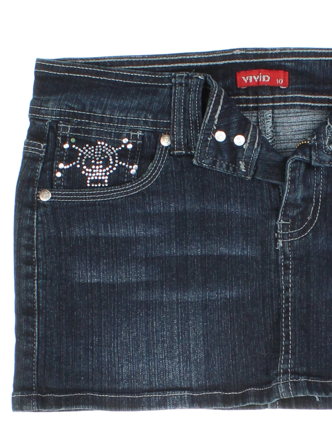 Y2K Skull Denim Mini Skirt (Size M)