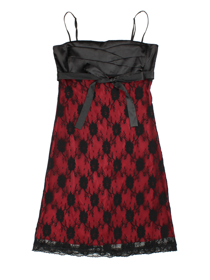 Y2K Lace Midi Dress (Size XXS)