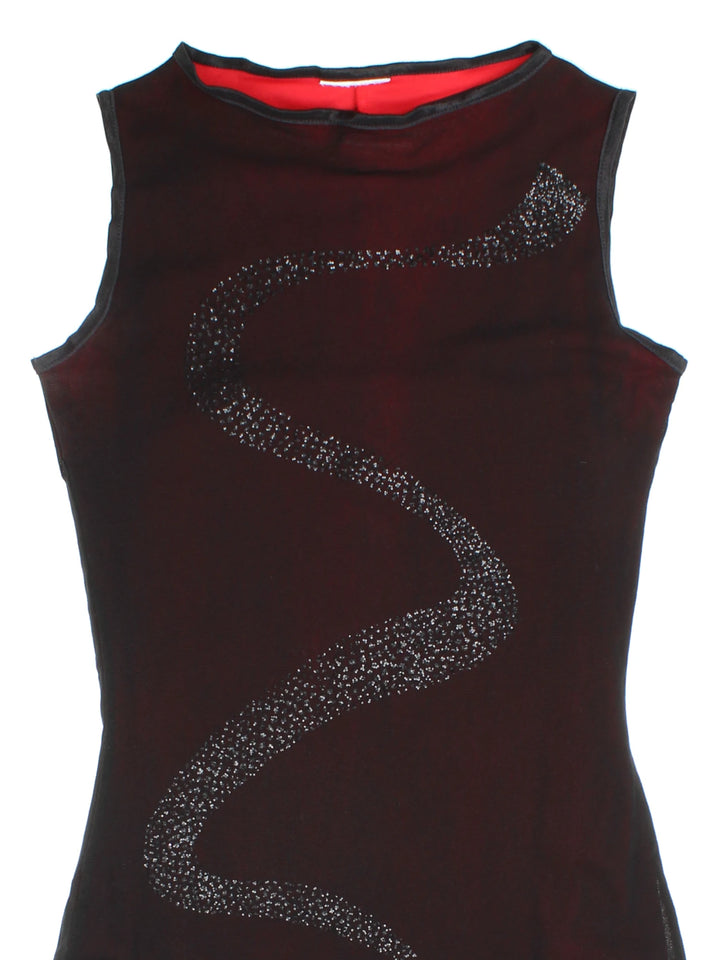 Y2K Mesh Glitter Mini Dress (Size XXS)