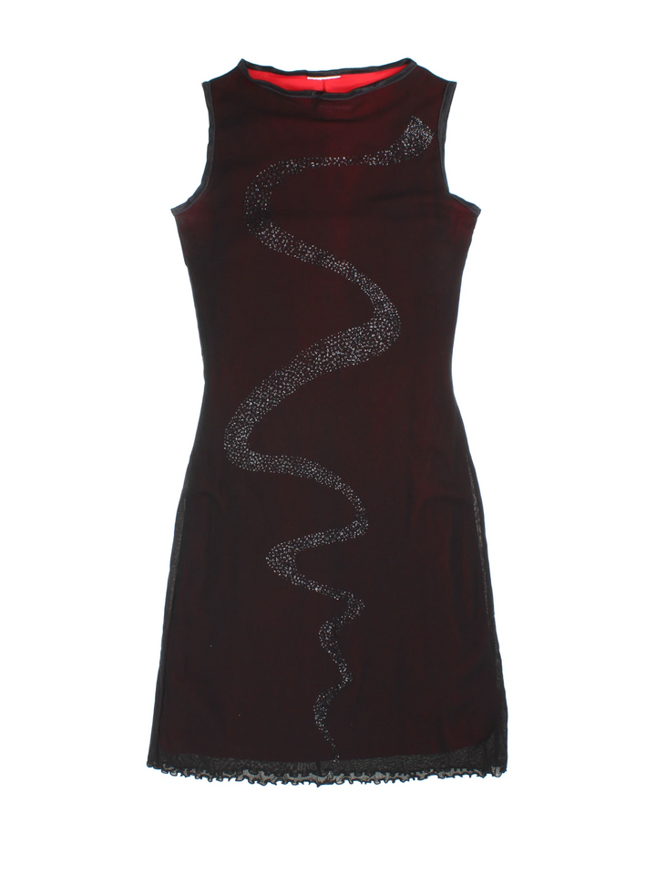 Y2K Mesh Glitter Mini Dress (Size XXS)