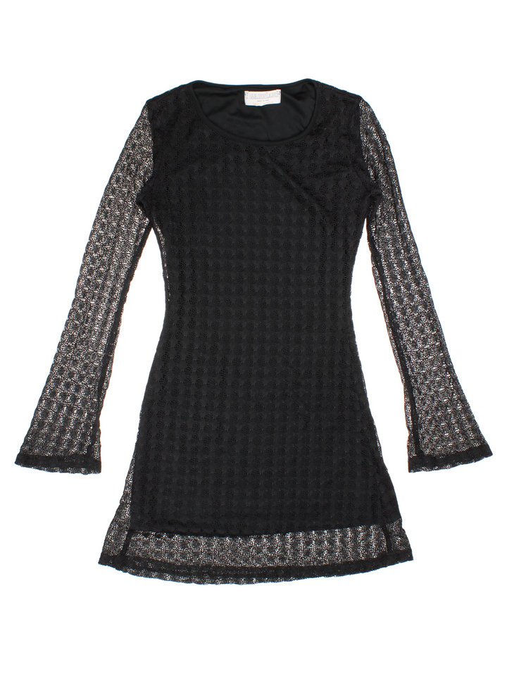 Vintage Crochet Mini Dress (Size XXS)