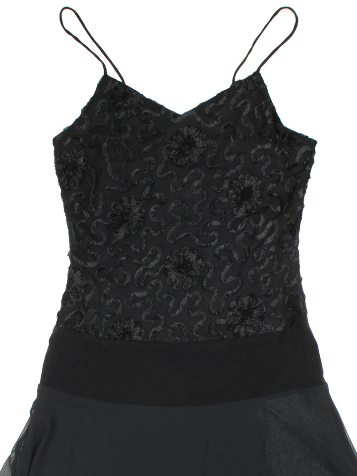 Y2K Embroidered Midi Dress (Size XXS)