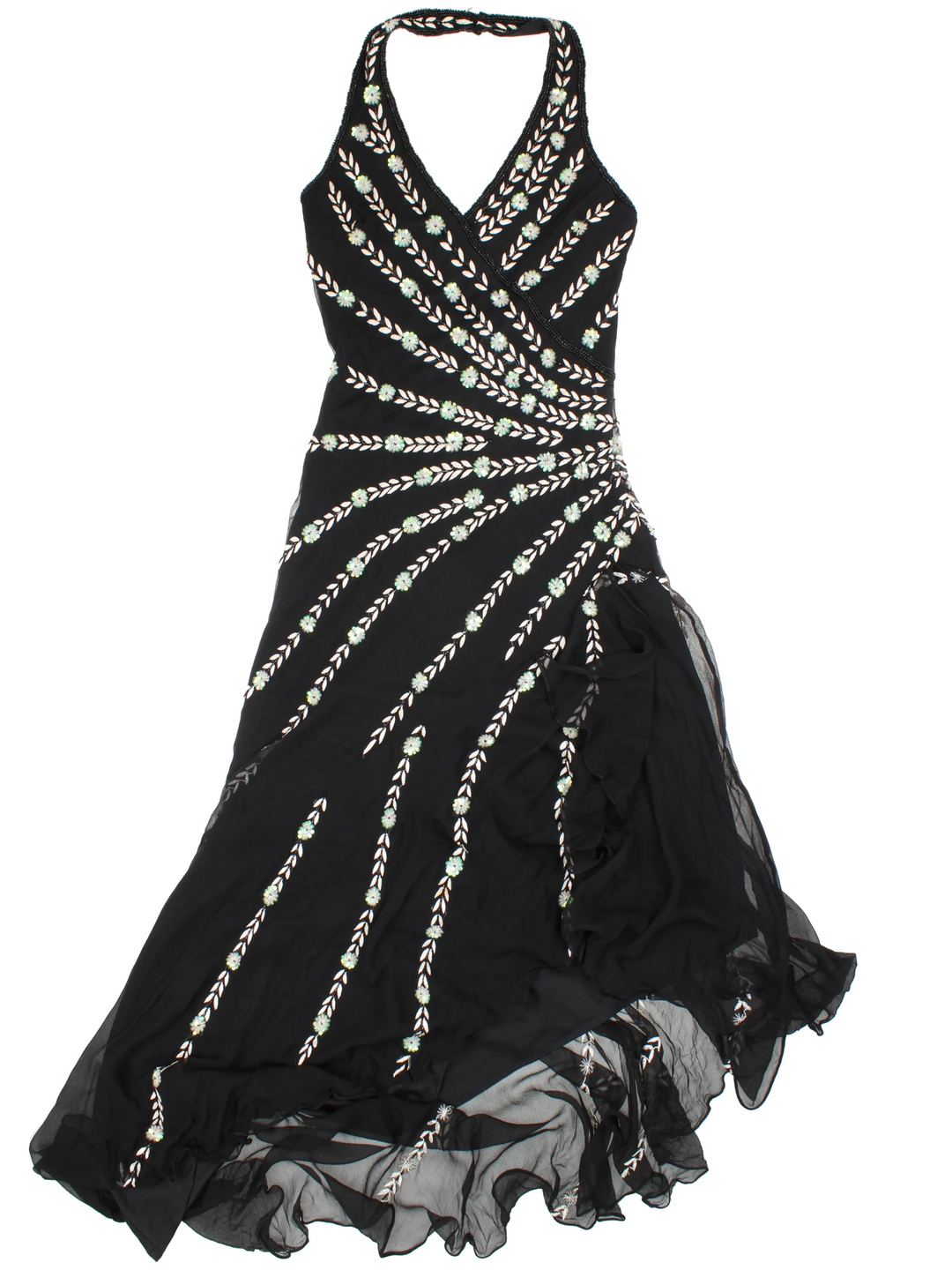 Y2K Embellished Asymmetric Midi Dress (Size  XXS)