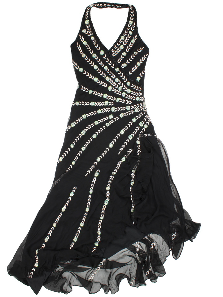 Y2K Embellished Asymmetric Midi Dress (Size  XXS)