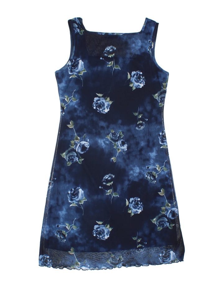 Y2K Mesh Floral Mini Dress (Size XXS)