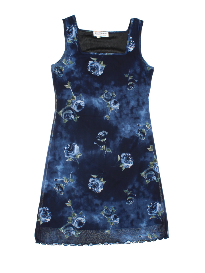 Y2K Mesh Floral Mini Dress (Size XXS)