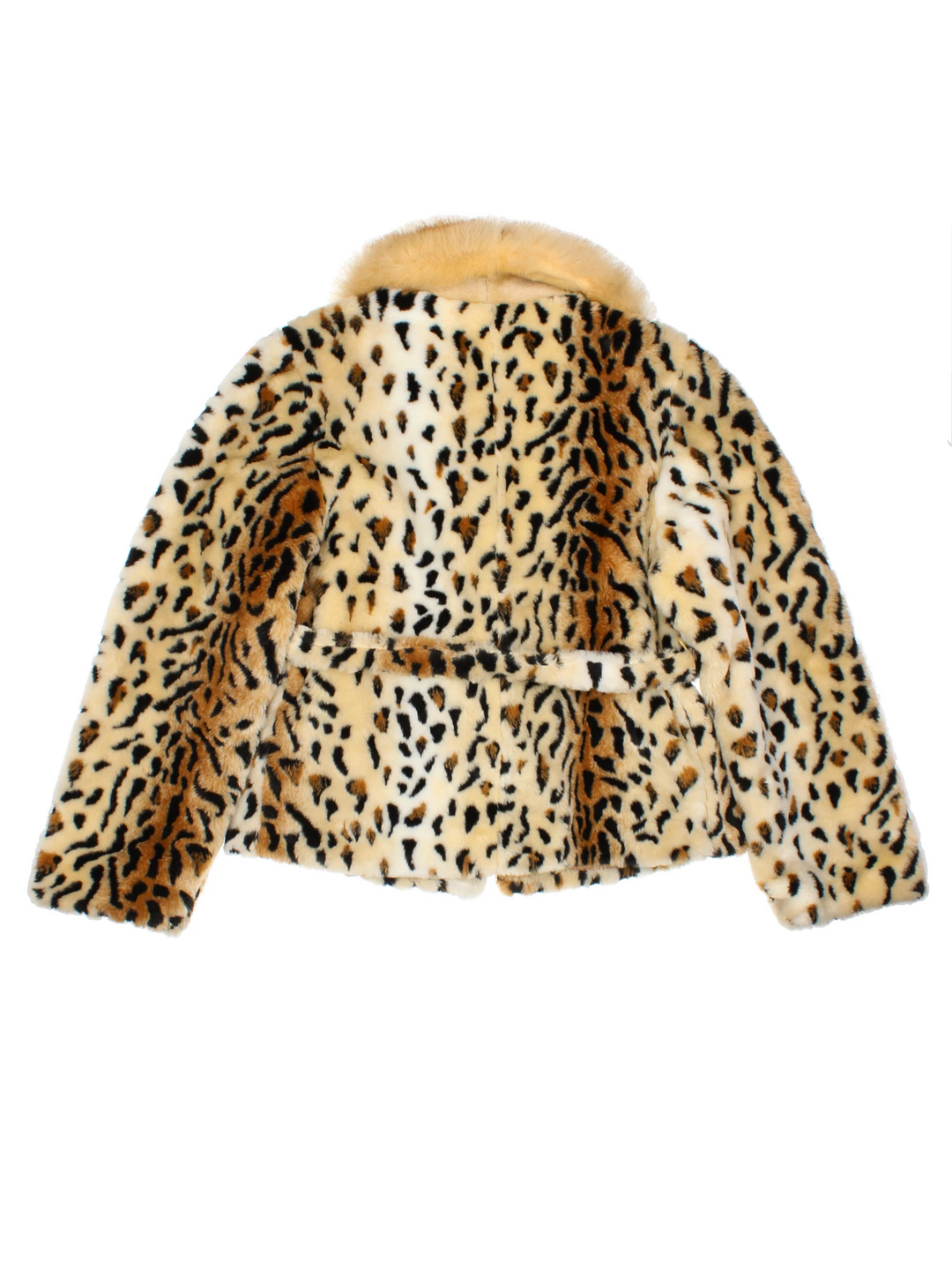 Vintage Leopard Print Faux Fur Coat (Size L)