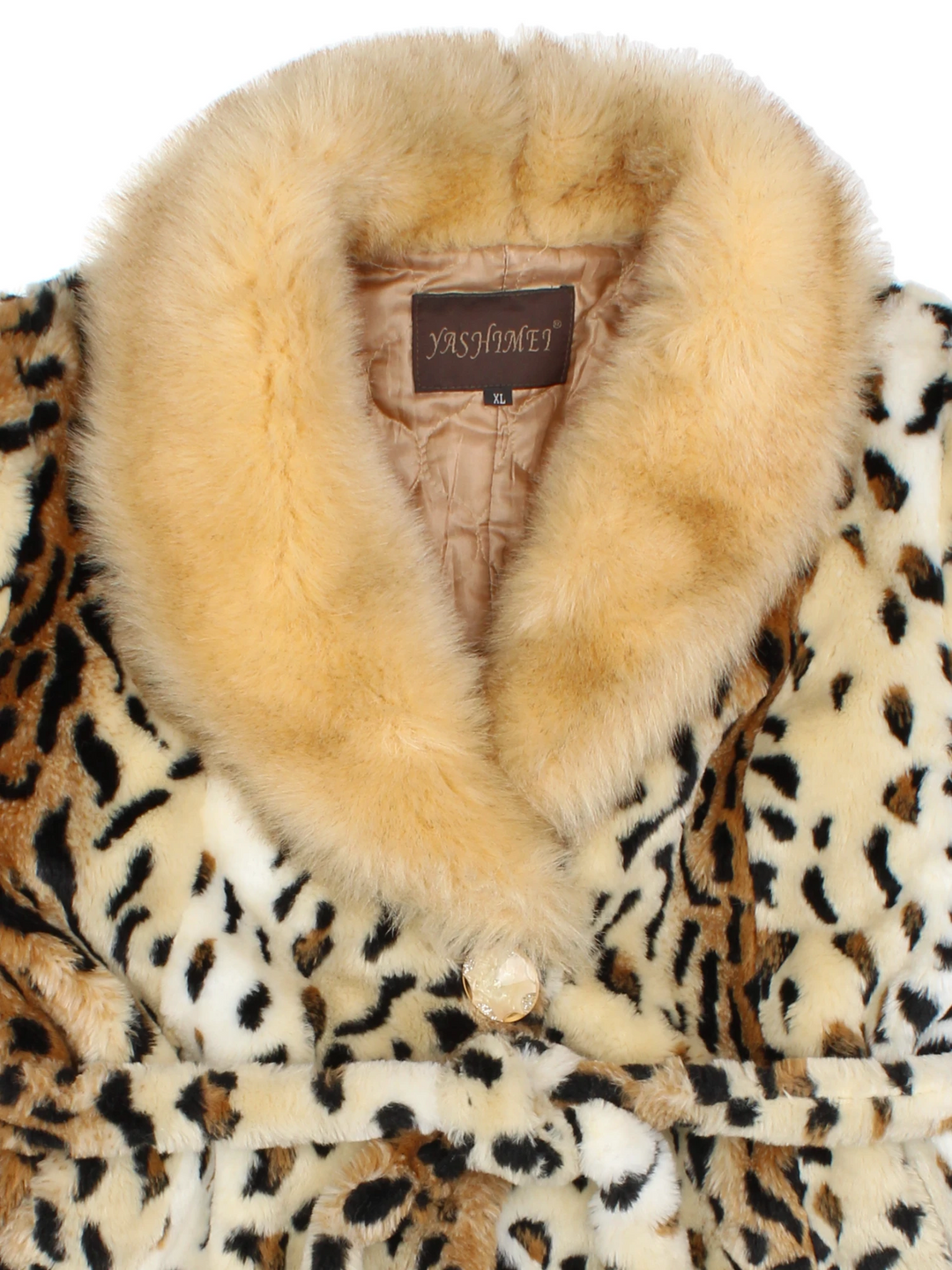 Vintage Leopard Print Faux Fur Coat (Size L)